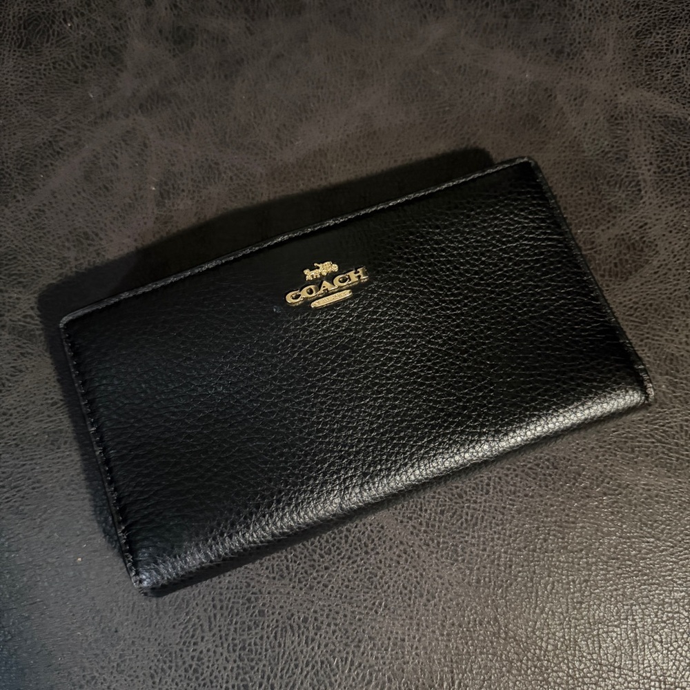 Coach Black Pebbled Leather Card Holder